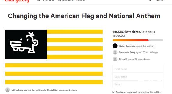 上百万网民请愿修改美国国旗 美国网名为什么要改国旗具体是什么原因？