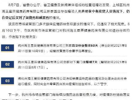 药店因向发烧人员出售退烧药被查 该药店以停业整顿