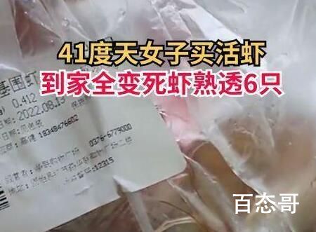 女子高温天买活虾到家熟透6只 那回家直接可以摆盘了！