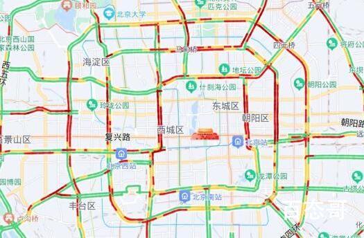 北京周五晚高峰将达严重拥堵 交通指数峰值将突破8.0