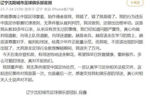 掌掴主裁者致歉:让中国足球蒙羞 背后的真相让人始料未及
